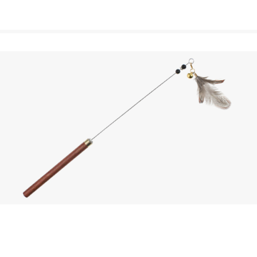 handle steel wire feather cat teaser with bell